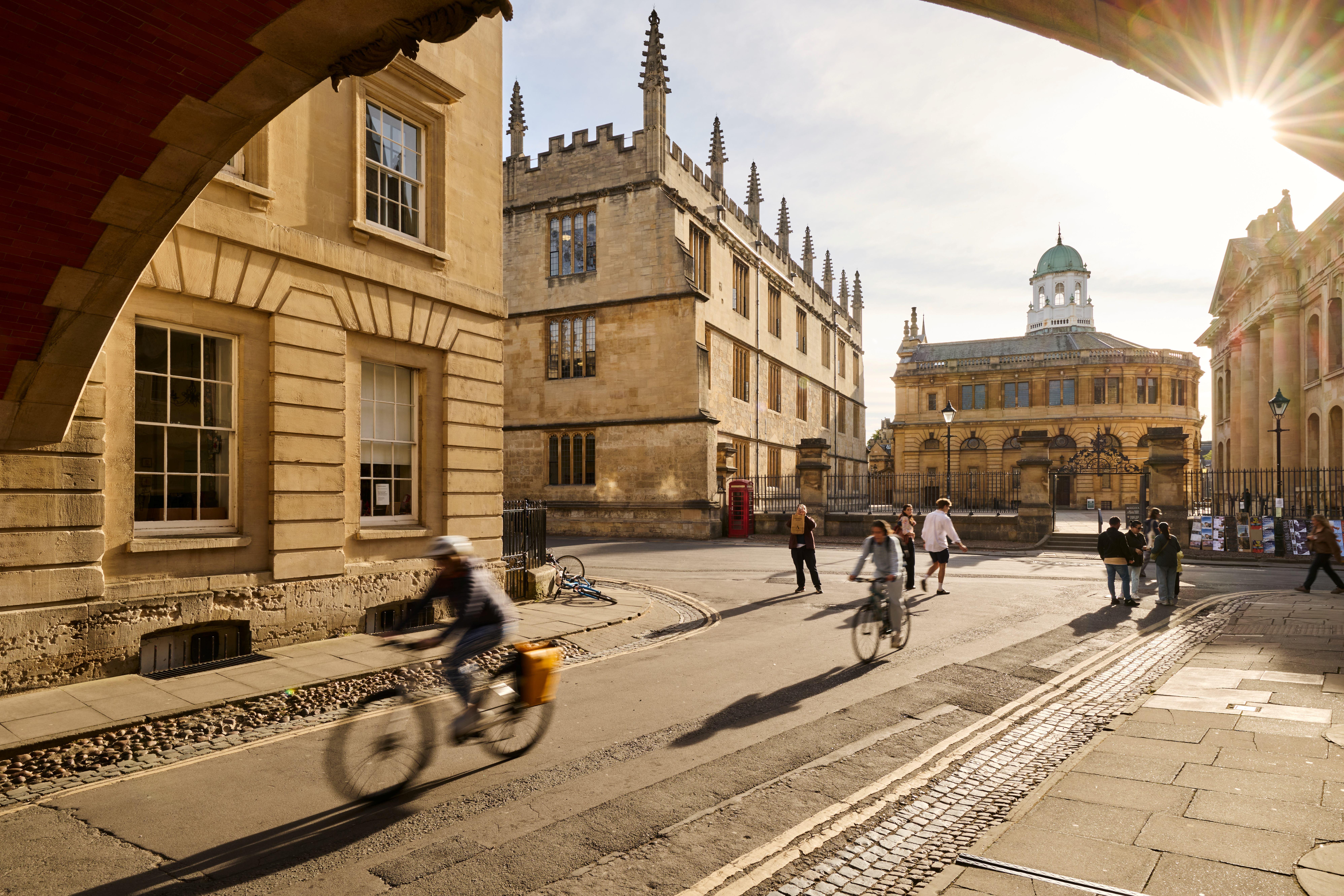 The Sheldonian Theatre viewed from under the Bridge of Sighs