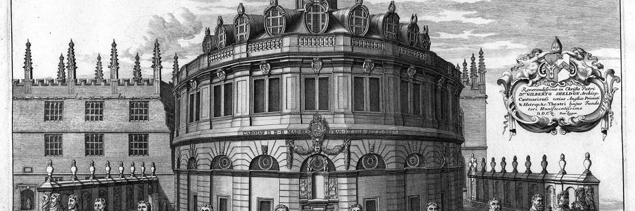 Historical engraving of Sheldonian Theatre